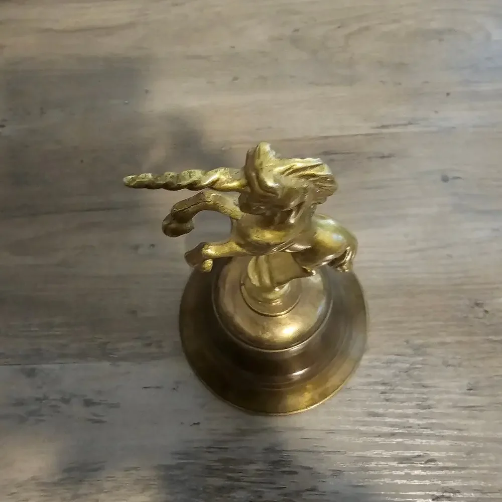 Vintage Brass Carved Hand Bell Heavy MCM Collectible 5